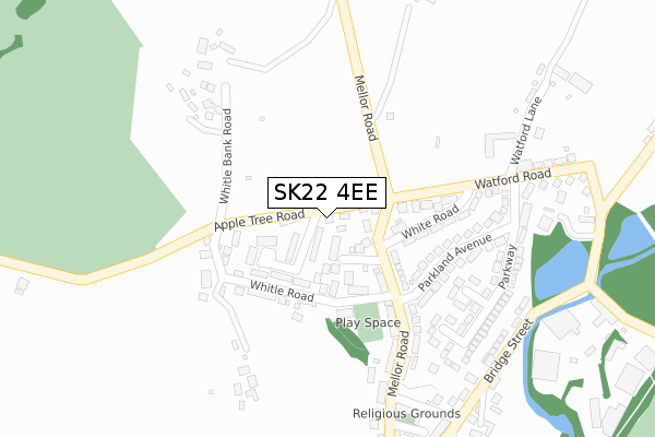 SK22 4EE map - large scale - OS Open Zoomstack (Ordnance Survey)