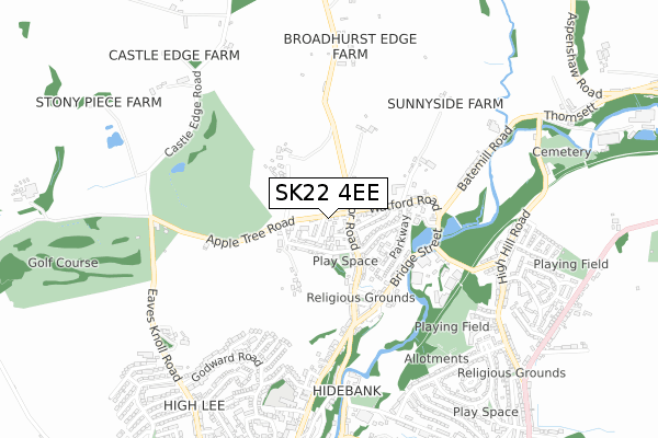 SK22 4EE map - small scale - OS Open Zoomstack (Ordnance Survey)