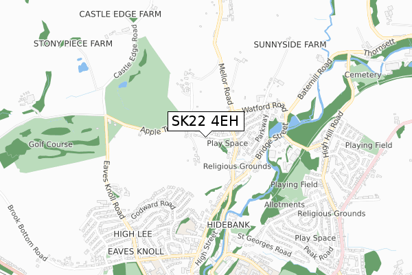SK22 4EH map - small scale - OS Open Zoomstack (Ordnance Survey)