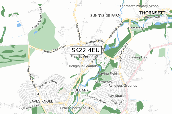 SK22 4EU map - small scale - OS Open Zoomstack (Ordnance Survey)
