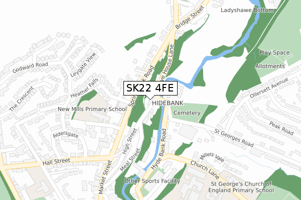 SK22 4FE map - large scale - OS Open Zoomstack (Ordnance Survey)