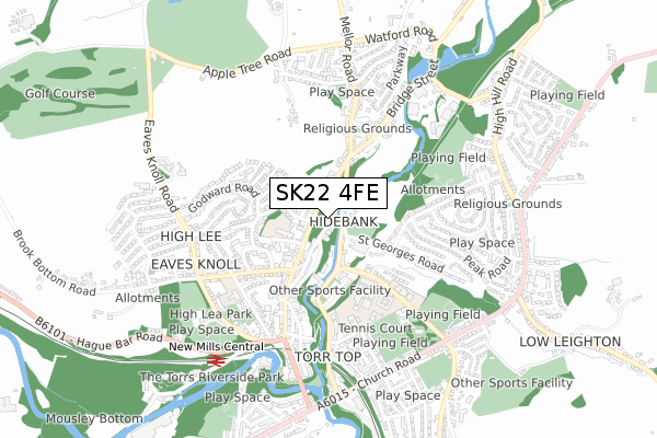SK22 4FE map - small scale - OS Open Zoomstack (Ordnance Survey)