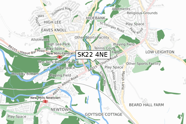 SK22 4NE map - small scale - OS Open Zoomstack (Ordnance Survey)