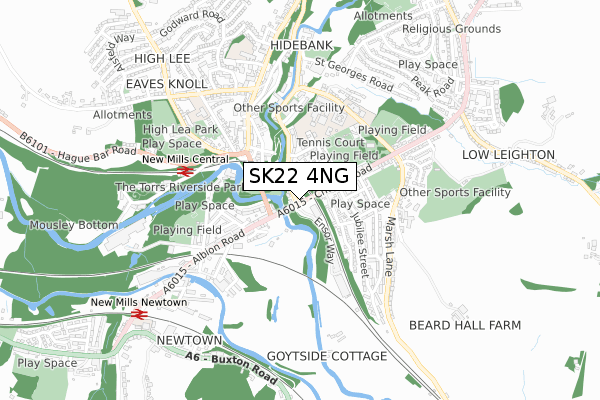 SK22 4NG map - small scale - OS Open Zoomstack (Ordnance Survey)
