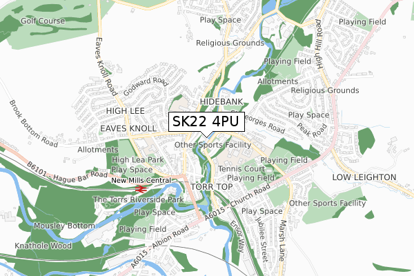 SK22 4PU map - small scale - OS Open Zoomstack (Ordnance Survey)