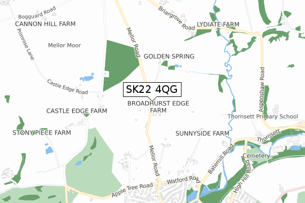 SK22 4QG map - small scale - OS Open Zoomstack (Ordnance Survey)