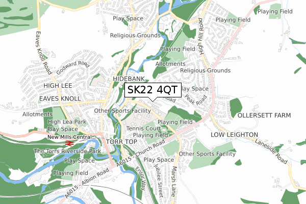 SK22 4QT map - small scale - OS Open Zoomstack (Ordnance Survey)