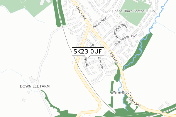 SK23 0UF map - large scale - OS Open Zoomstack (Ordnance Survey)