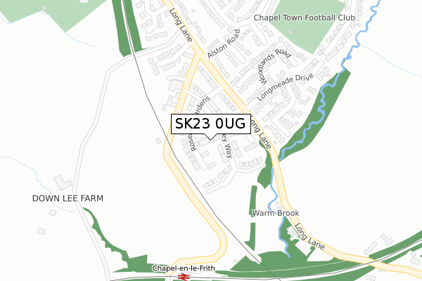 SK23 0UG map - large scale - OS Open Zoomstack (Ordnance Survey)