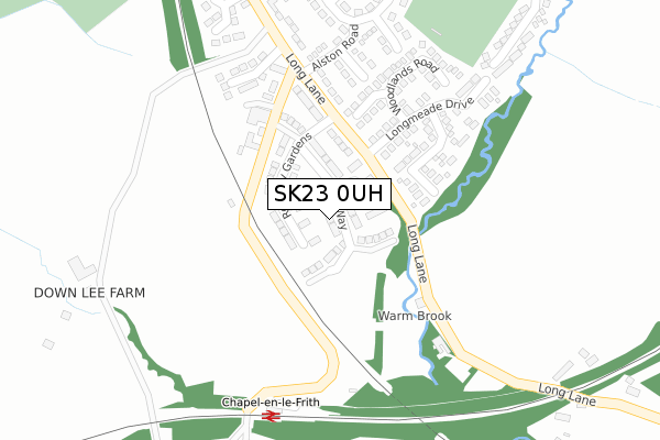 SK23 0UH map - large scale - OS Open Zoomstack (Ordnance Survey)