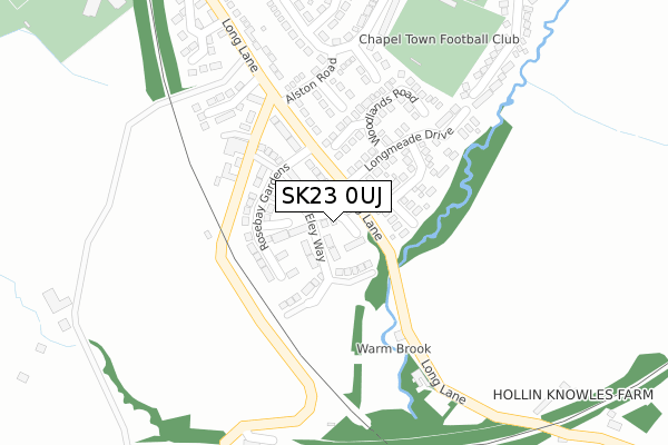 SK23 0UJ map - large scale - OS Open Zoomstack (Ordnance Survey)