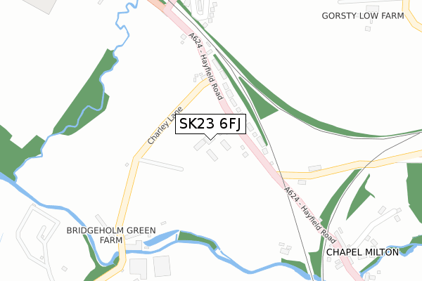 SK23 6FJ map - large scale - OS Open Zoomstack (Ordnance Survey)