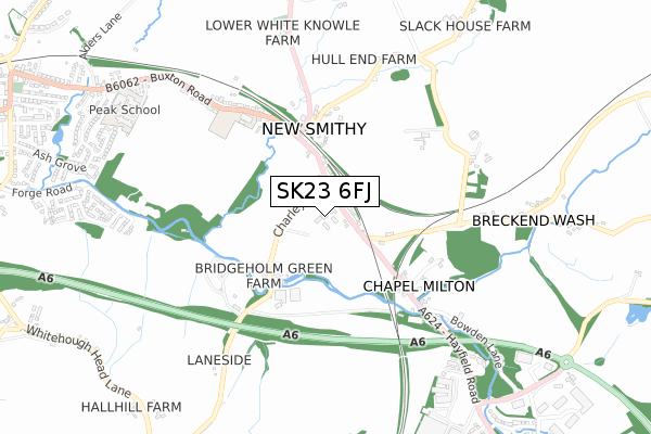 SK23 6FJ map - small scale - OS Open Zoomstack (Ordnance Survey)