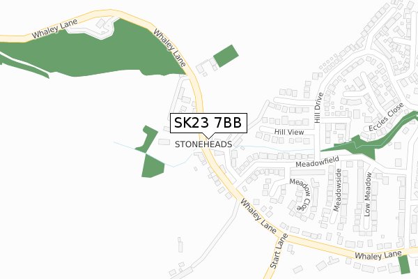 SK23 7BB map - large scale - OS Open Zoomstack (Ordnance Survey)