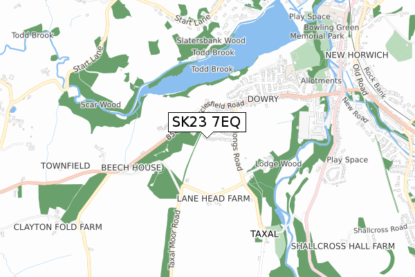 SK23 7EQ map - small scale - OS Open Zoomstack (Ordnance Survey)