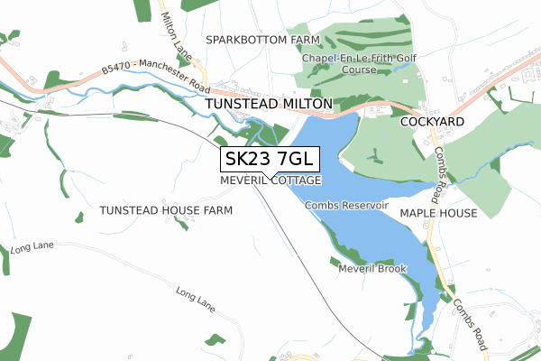 SK23 7GL map - small scale - OS Open Zoomstack (Ordnance Survey)