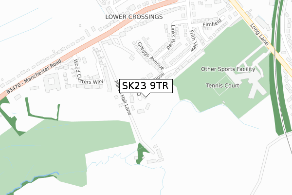 SK23 9TR map - large scale - OS Open Zoomstack (Ordnance Survey)