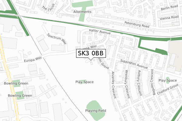 SK3 0BB map - large scale - OS Open Zoomstack (Ordnance Survey)