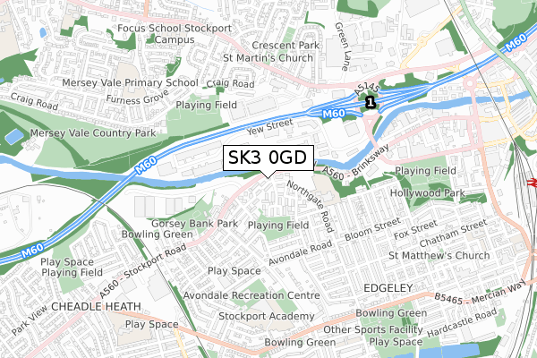 SK3 0GD map - small scale - OS Open Zoomstack (Ordnance Survey)