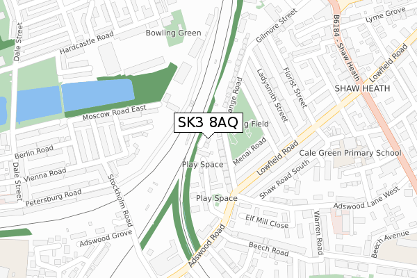 SK3 8AQ map - large scale - OS Open Zoomstack (Ordnance Survey)