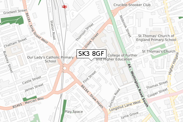 SK3 8GF map - large scale - OS Open Zoomstack (Ordnance Survey)