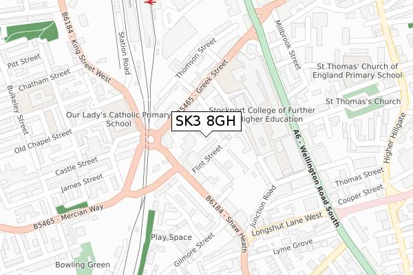 SK3 8GH map - large scale - OS Open Zoomstack (Ordnance Survey)