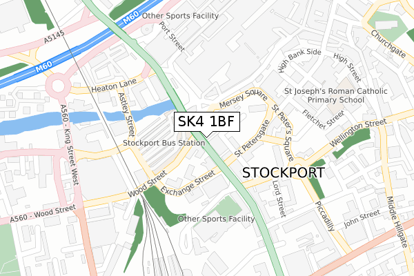 SK4 1BF map - large scale - OS Open Zoomstack (Ordnance Survey)