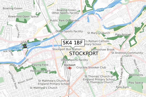 SK4 1BF map - small scale - OS Open Zoomstack (Ordnance Survey)