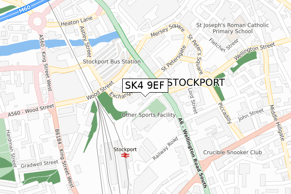 SK4 9EF map - large scale - OS Open Zoomstack (Ordnance Survey)