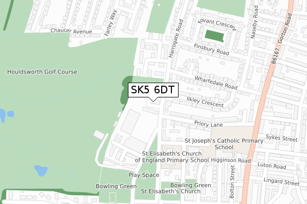 SK5 6DT map - large scale - OS Open Zoomstack (Ordnance Survey)