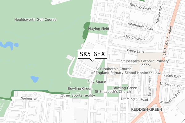 SK5 6FX map - large scale - OS Open Zoomstack (Ordnance Survey)