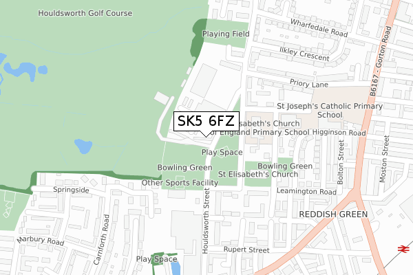 SK5 6FZ map - large scale - OS Open Zoomstack (Ordnance Survey)