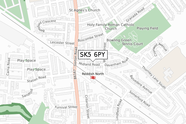SK5 6PY map - large scale - OS Open Zoomstack (Ordnance Survey)