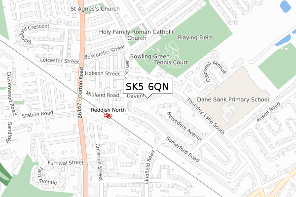 SK5 6QN map - large scale - OS Open Zoomstack (Ordnance Survey)