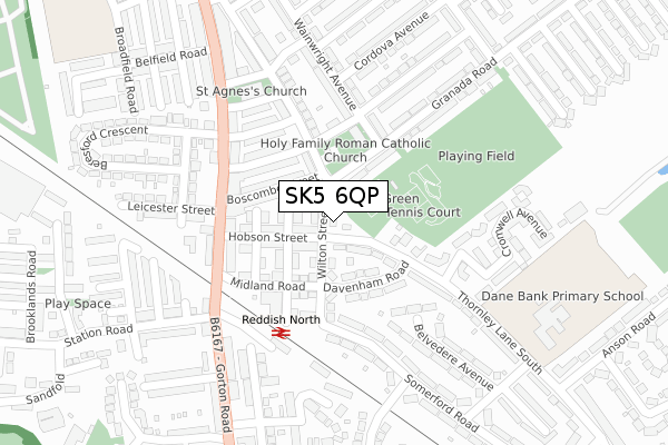 SK5 6QP map - large scale - OS Open Zoomstack (Ordnance Survey)