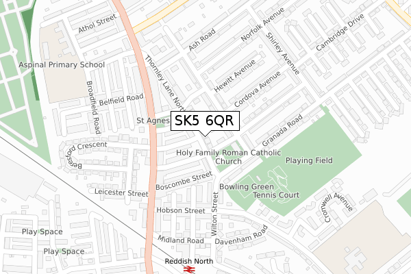 SK5 6QR map - large scale - OS Open Zoomstack (Ordnance Survey)