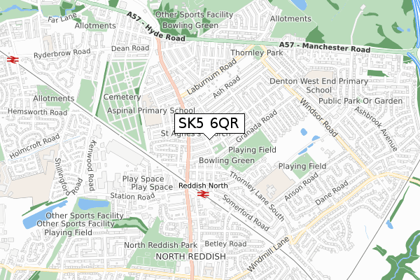 SK5 6QR map - small scale - OS Open Zoomstack (Ordnance Survey)