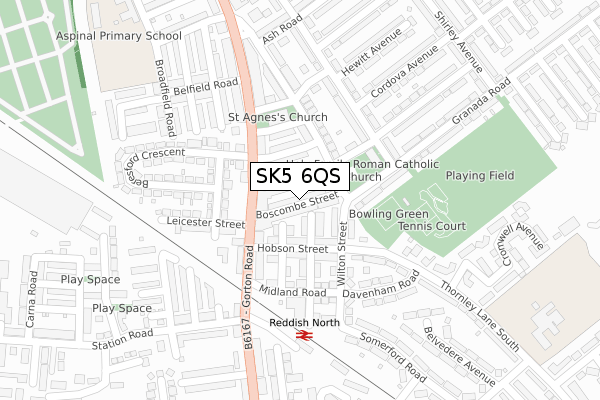 SK5 6QS map - large scale - OS Open Zoomstack (Ordnance Survey)