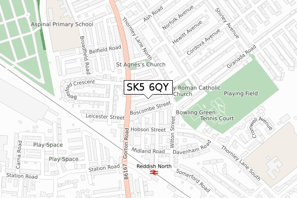 SK5 6QY map - large scale - OS Open Zoomstack (Ordnance Survey)