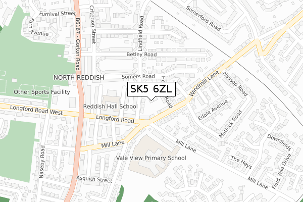 SK5 6ZL map - large scale - OS Open Zoomstack (Ordnance Survey)