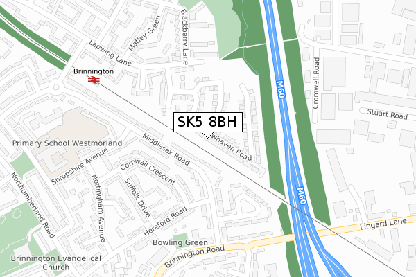 SK5 8BH map - large scale - OS Open Zoomstack (Ordnance Survey)