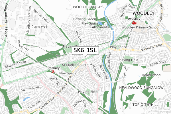 SK6 1SL map - small scale - OS Open Zoomstack (Ordnance Survey)