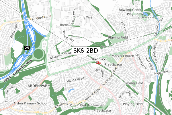 SK6 2BD map - small scale - OS Open Zoomstack (Ordnance Survey)