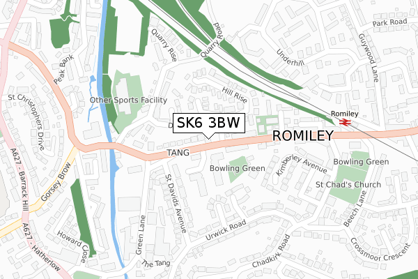 SK6 3BW map - large scale - OS Open Zoomstack (Ordnance Survey)