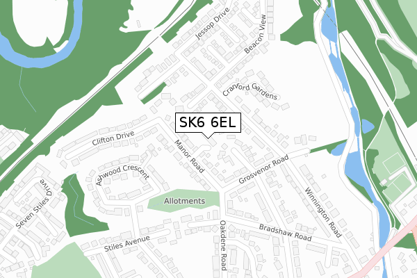 SK6 6EL map - large scale - OS Open Zoomstack (Ordnance Survey)