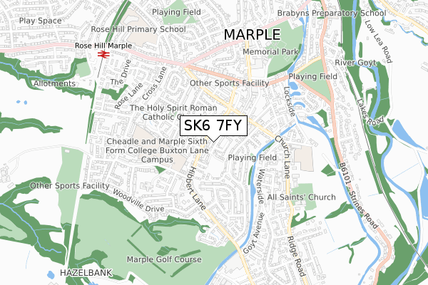 SK6 7FY map - small scale - OS Open Zoomstack (Ordnance Survey)