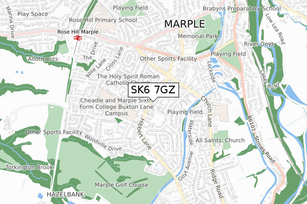 SK6 7GZ map - small scale - OS Open Zoomstack (Ordnance Survey)