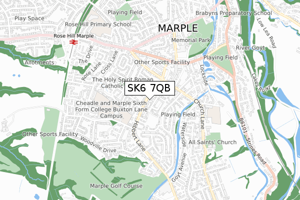 SK6 7QB map - small scale - OS Open Zoomstack (Ordnance Survey)