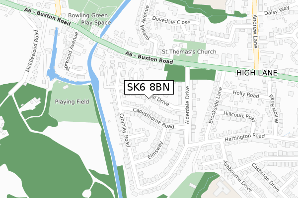 SK6 8BN map - large scale - OS Open Zoomstack (Ordnance Survey) SK6 8BN map - large scale - OS Open Zoomstack (Ordnance Survey)