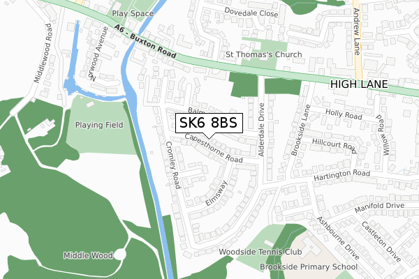 SK6 8BS map - large scale - OS Open Zoomstack (Ordnance Survey)